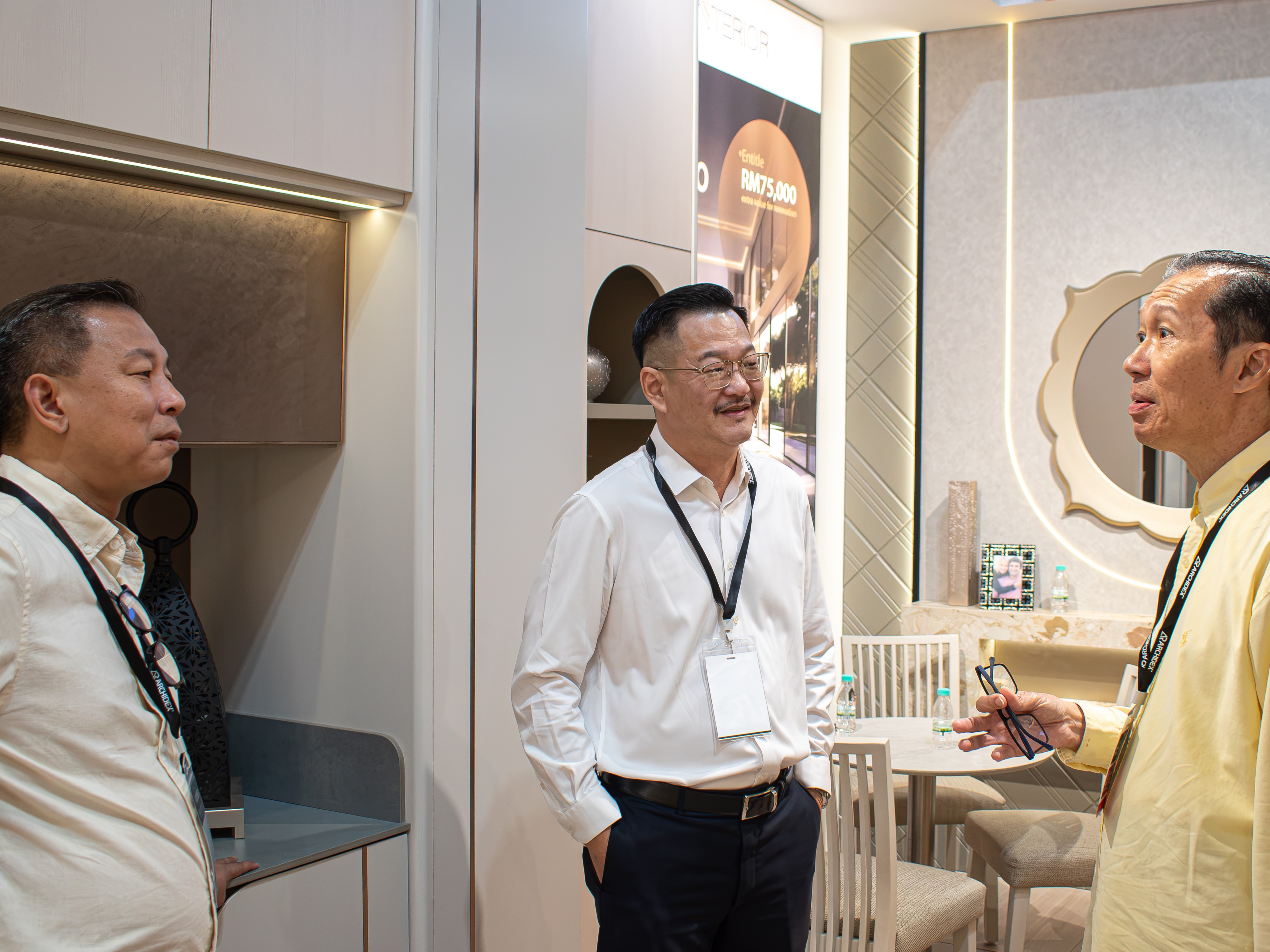 Guests sharing ideas at the Novel Interior exhibit